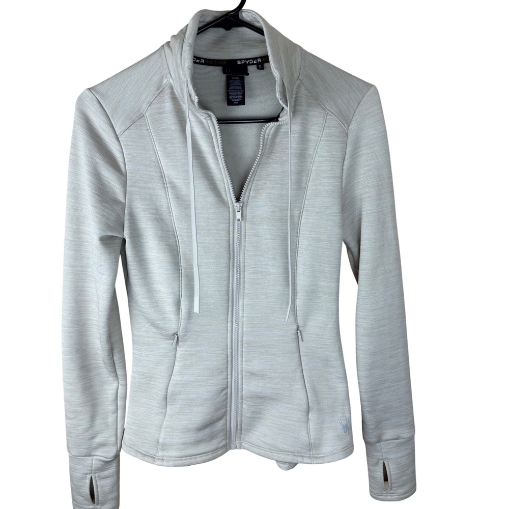 Spyder Active‎ Womens Small Full Zip Jacket Beige Space Dye Thumbhole SP874